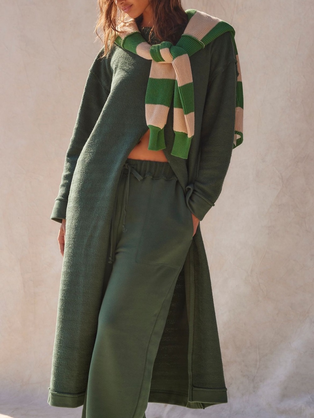 Free People Olive Green Track Pants with Drawstring Waist